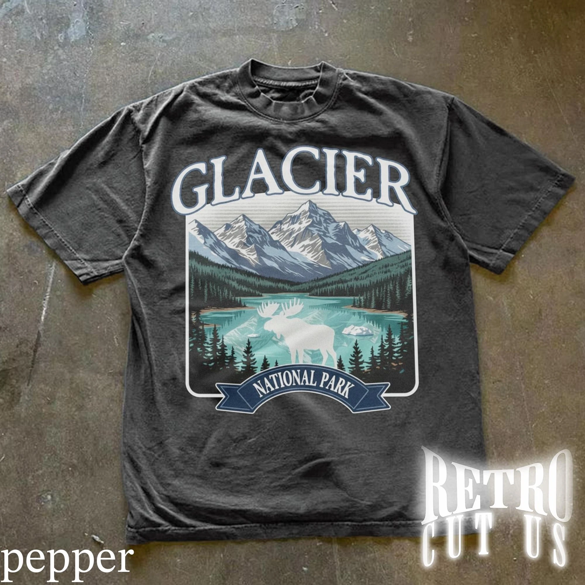 2026 Glacier National Park Vintage T-Shirt, Retro Berg- und Natur-Tee, 90er Wanderabenteuer-Shirt, Outdoor-Oberteil – Detail 7