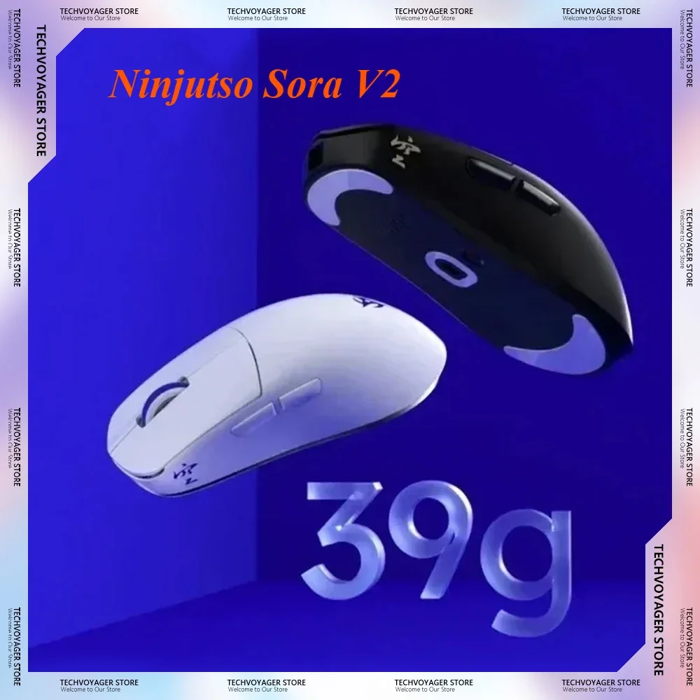 Ninjutso Sora V2 Gaming Mouse Paw3395 8k Sensor 2.4G Wireless 2 Mode USB Lightweight Mouse   E-Sports Pc Gamer Customized