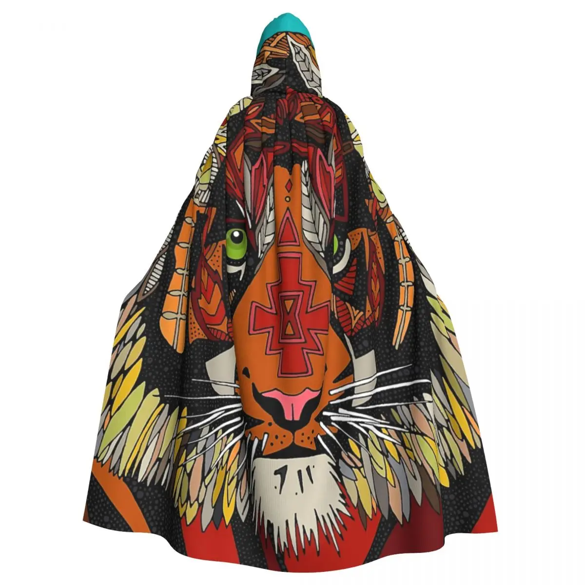 Tiger Chief Hooded Cloak Halloween Party Cosplay Woman Men Adult Long Witchcraft Robe Hood