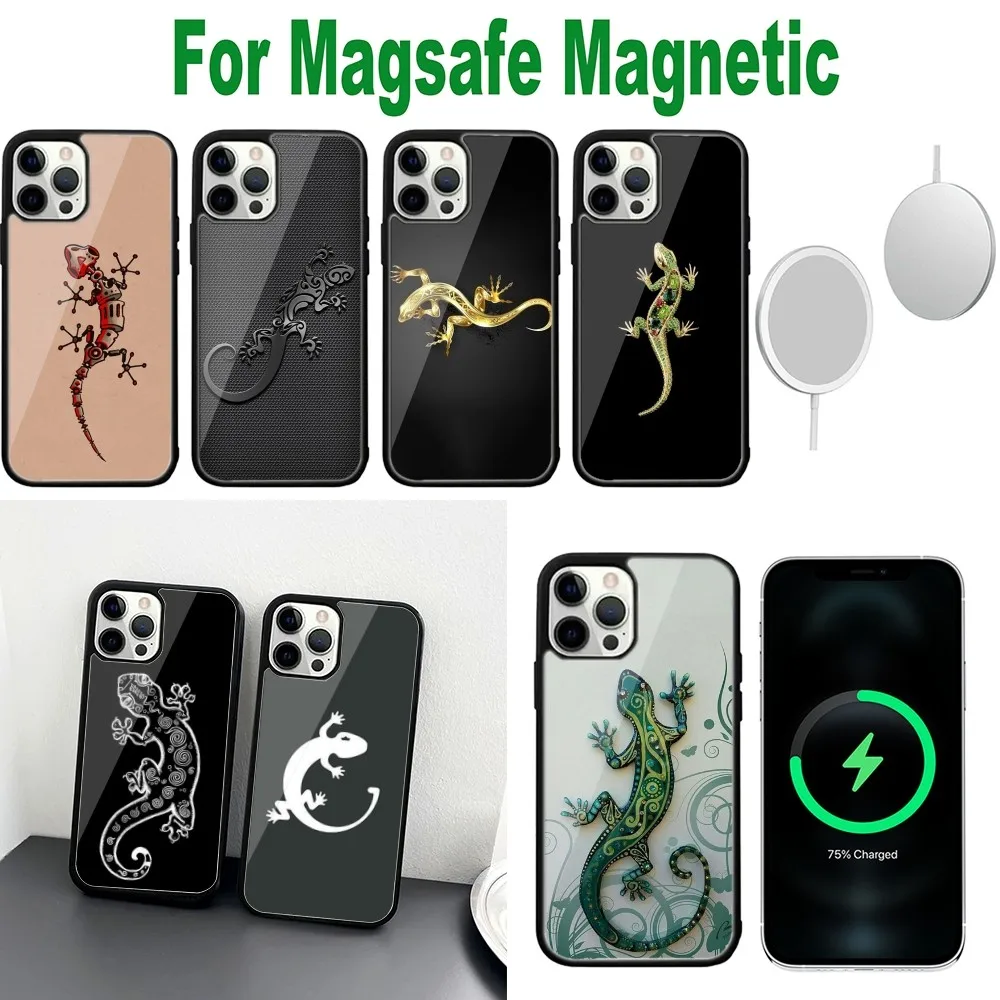 

Animal Gecko Print Phone Case For iPhone 16,15,14,13,12,11,Plus,Pro,Max,Mini Magsafe Magnetic Wireless Charging