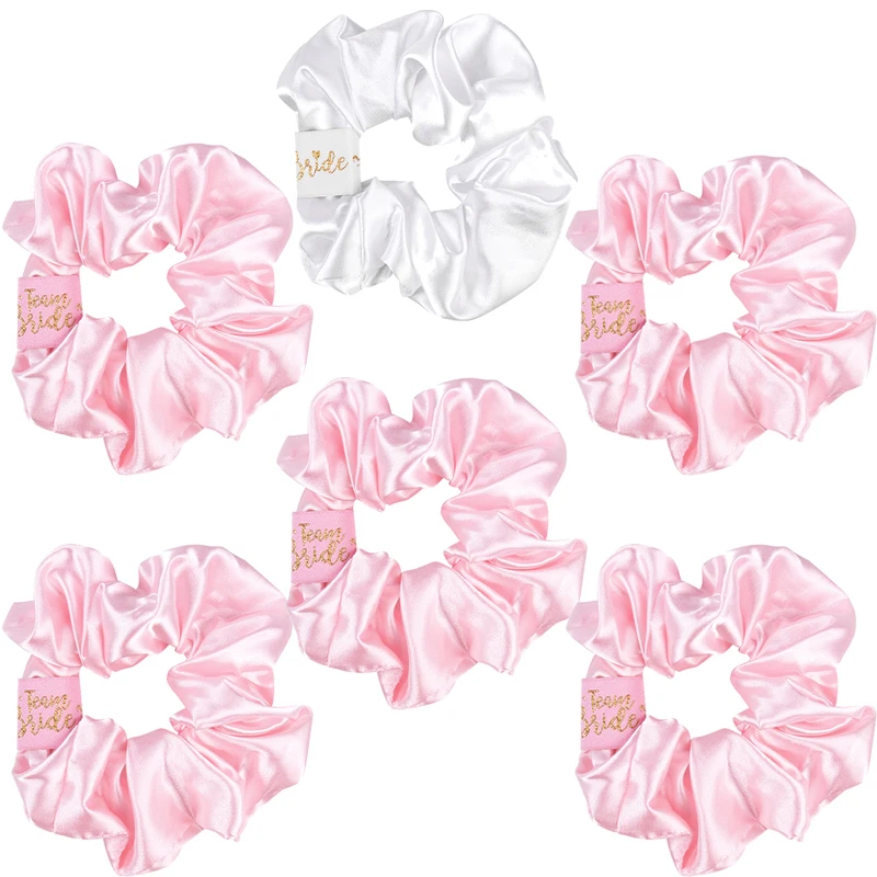 6/1pcs Bachelorette Party Favor Bride Bridesmaid Scrunchies Team Bride Hair Ties Wedding Bridal Shower Bridesmaid Proposal Gifts