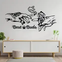 Tobacco Leaf Smoking Wall Sticker Beauty Salon Salon Tattoo Room Bar Art Deco Vinyl Decal Party Room Decoration Mural 9