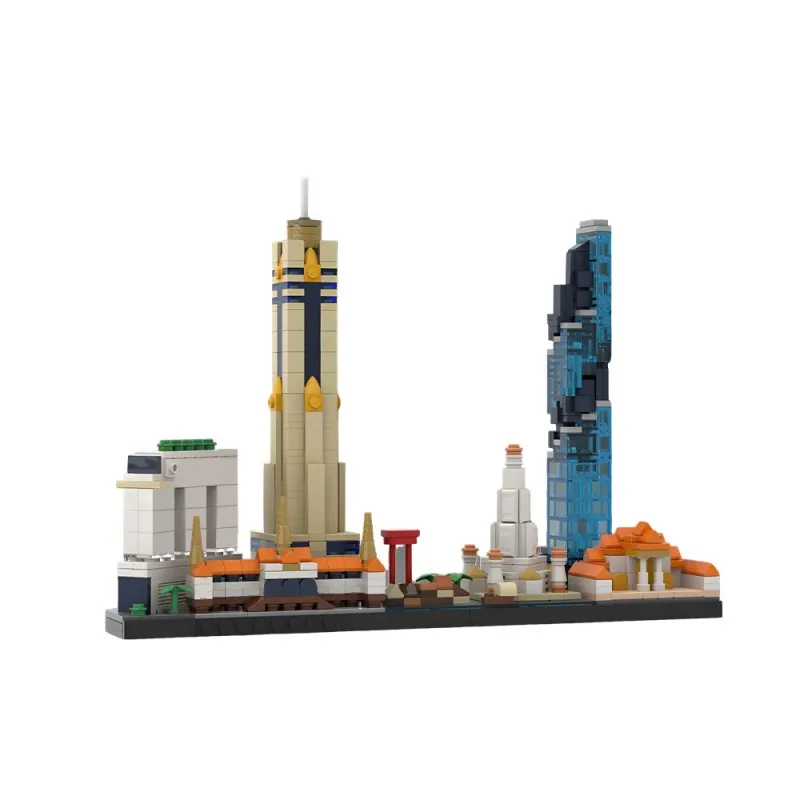 MOC Bangkok Skyline City Street View Building Blocks Mini Blocks Architecture Diorama Construction Set Adults Fun Display Gift