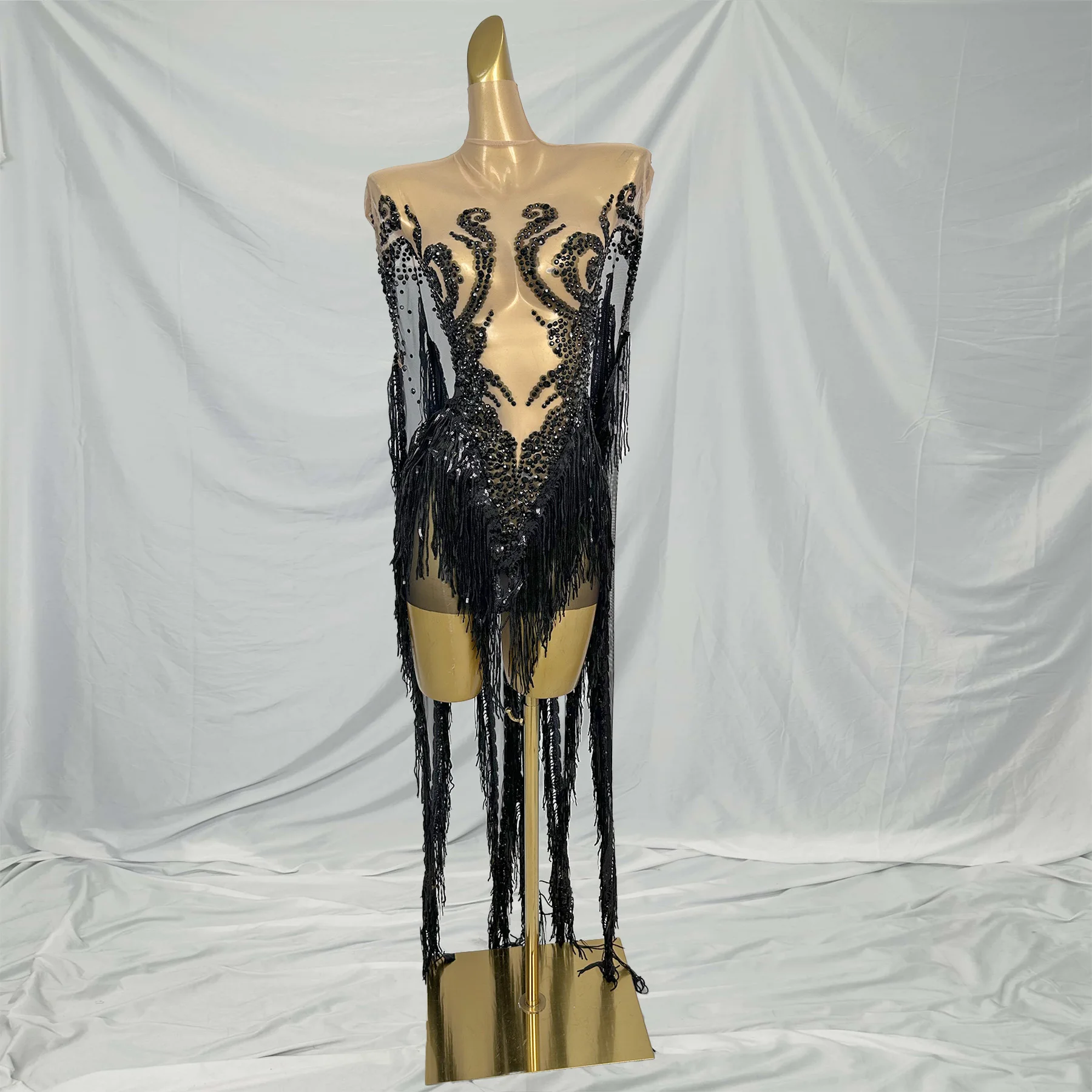 

Vestidos сексуальное мини-платье с длинными кисточками и кристаллами для ночного клуба, женское мини-платье с бахромой, танцевальный фестивальный наряд, костюмы для выступлений на сцене