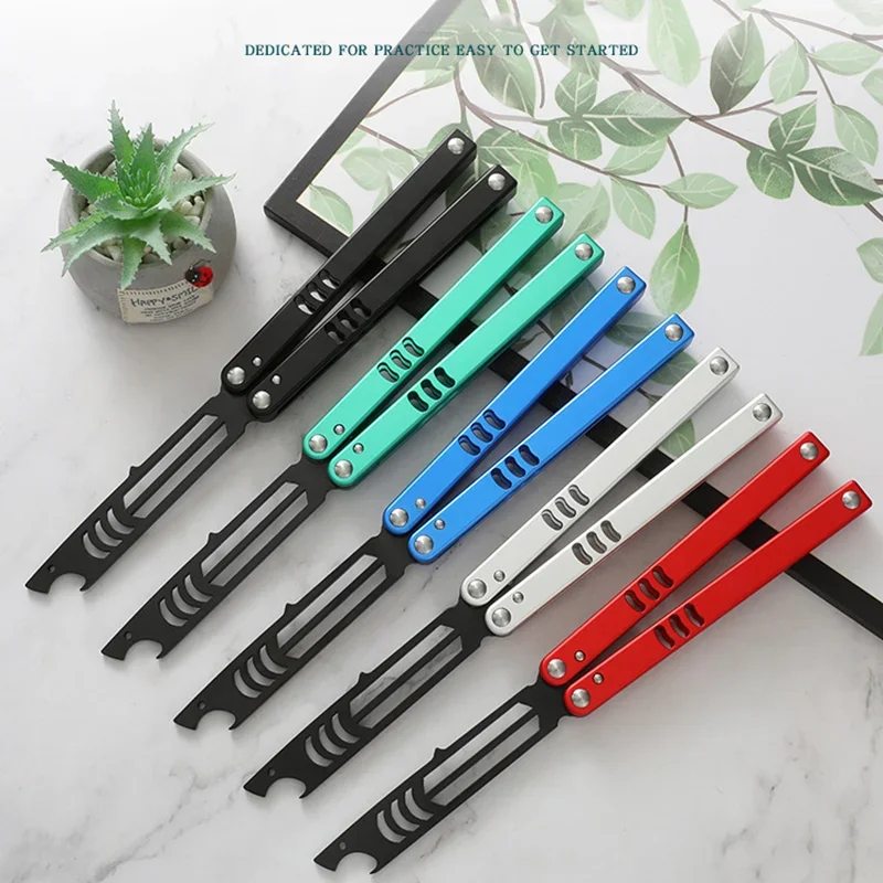 Multifunctional Folding Knife Butterfly Knife Trainer Portable Fixed Blade Knife Opener for Bottle Hand Tool Uncut