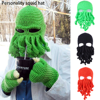 New Handmade Tentacle Octopus Cotton Hat Crazy Party Squid Hat Balaclava Hat Winter Warm Hat Skull Bean Men Best Christmas Gift