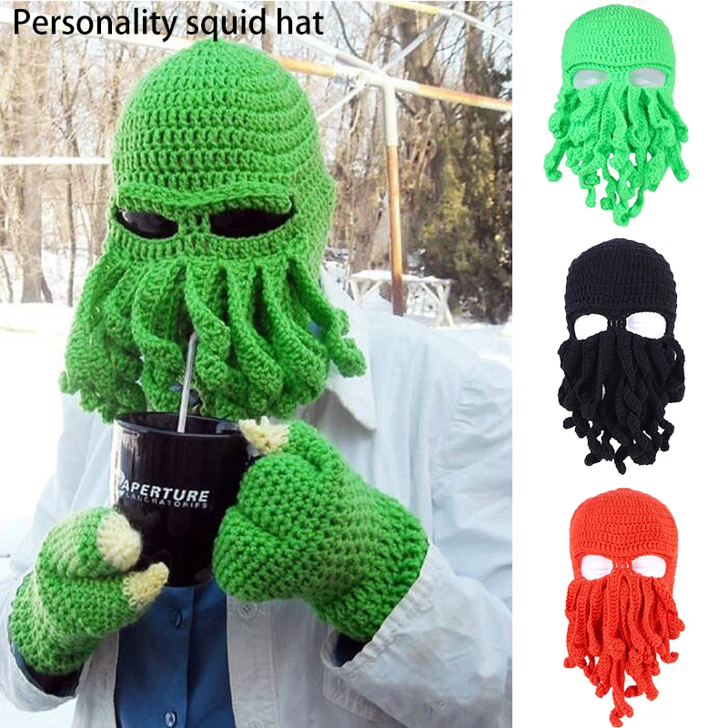 New Handmade Tentacle Octopus Cotton Hat Crazy Party Squid Hat Balaclava Hat Winter Warm Hat Skull Bean Men Best Christmas Gift