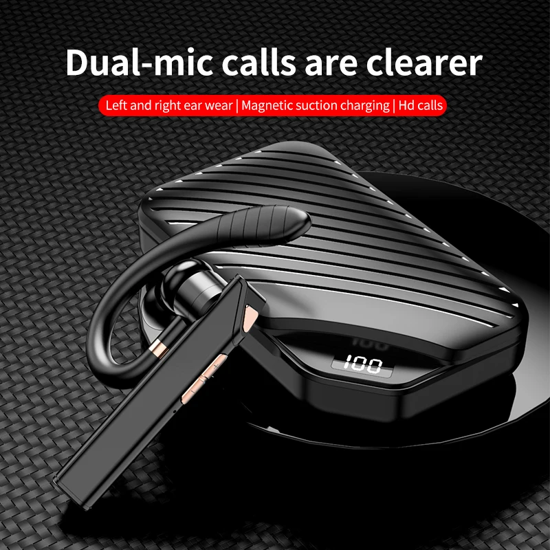 Bluetooth Headset Handsfree Earpiece CVC8.0 Noise Reduction Wireless Earphone With Dual HD Mic For All Smart Phones Newest 2022