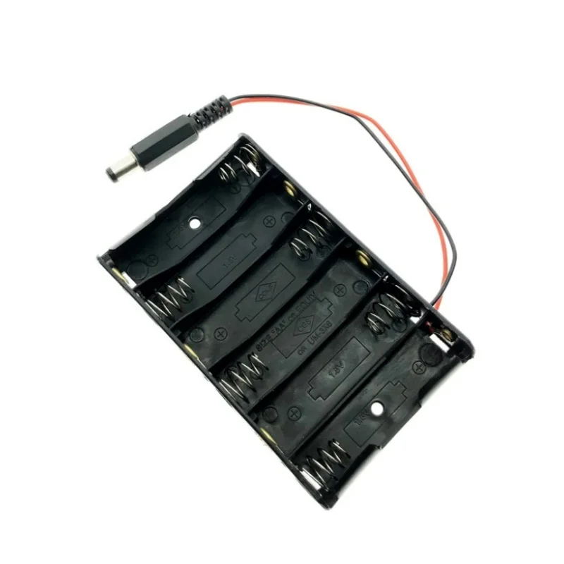 Size 6 AA Battery Case Holder Box for 6Pcs Size AA Battery Case Storage Holder with DC2.1 Power Socket for Arduino