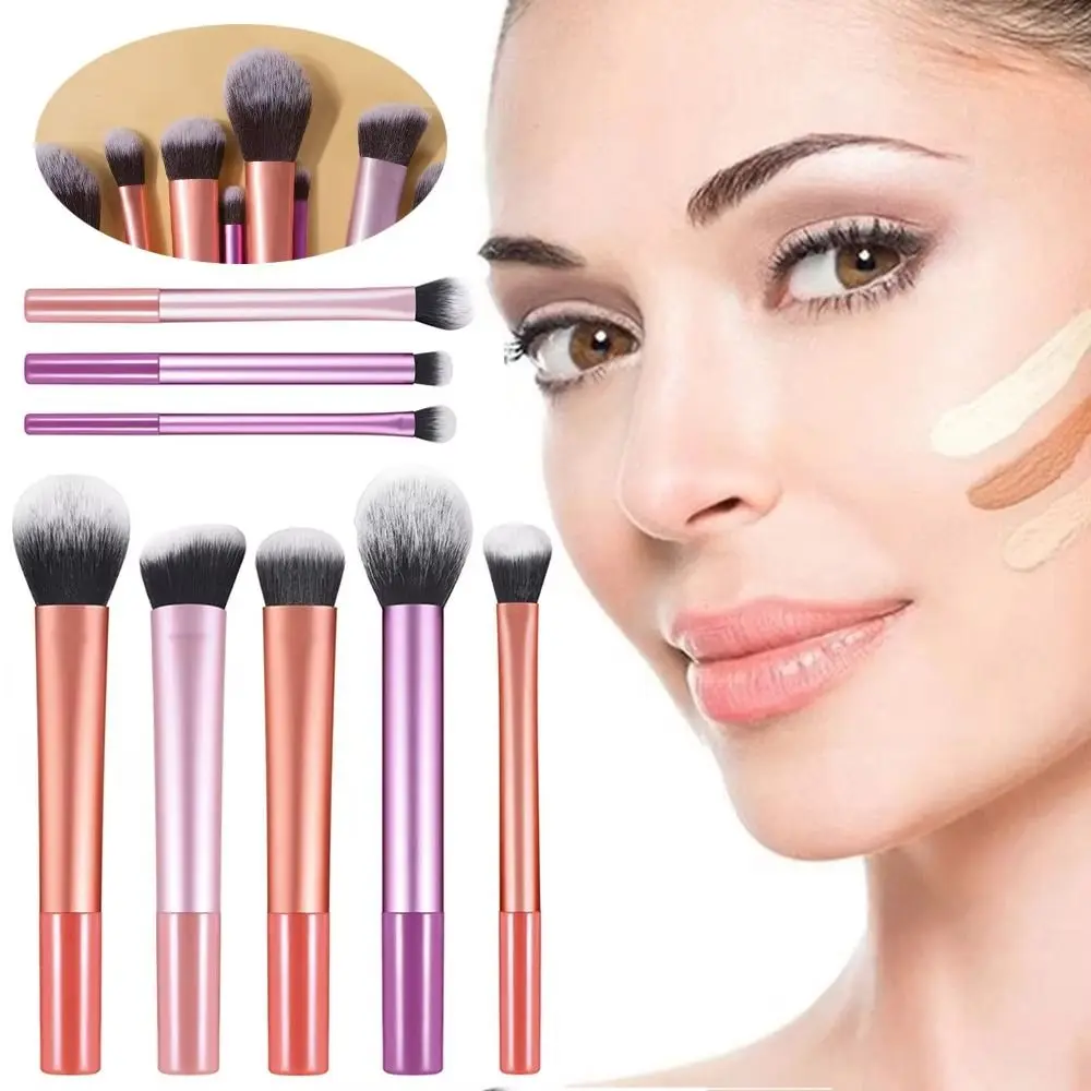 Set di 7 Pennelli da Trucco Morbidi alla Moda con Setole Sintetiche Facili da Pulire Pennello per Blush Pennello per Ombretto