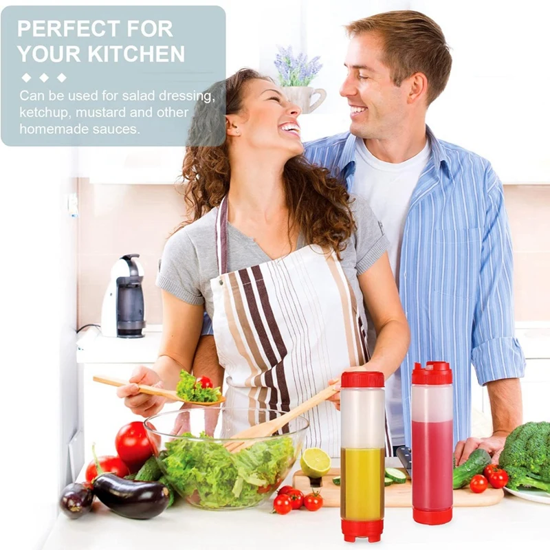 16 Oz Inverted Plastic Squeeze Bottles, Refillable Tip Large Valve Dispenser Condiment Squeeze Bottle for Sauces Ketchup-A09G view 5