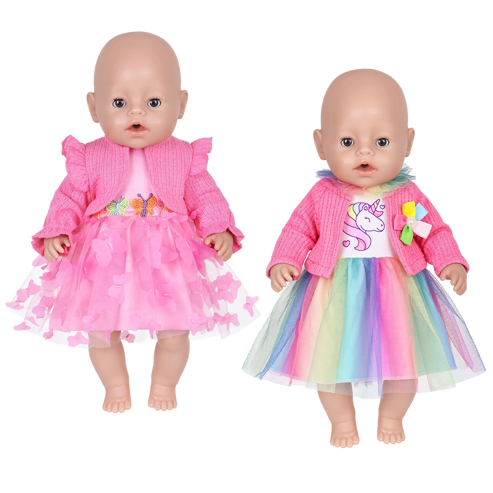 16-18inch 40-45cm Baby Doll Clothes Cute Doll Clothing Set for Reborn Dolls Newborn Baby Dolls Doll Outfit Coat Dress