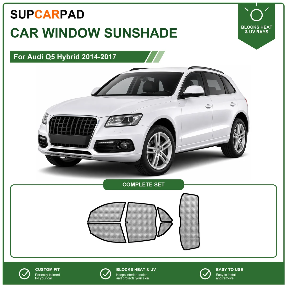 For Audi Q5 Hybrid 2014-2017 Full Set Car Window Sunshades UV Block Privacy Heat Insulated Foldable Car Curtain
