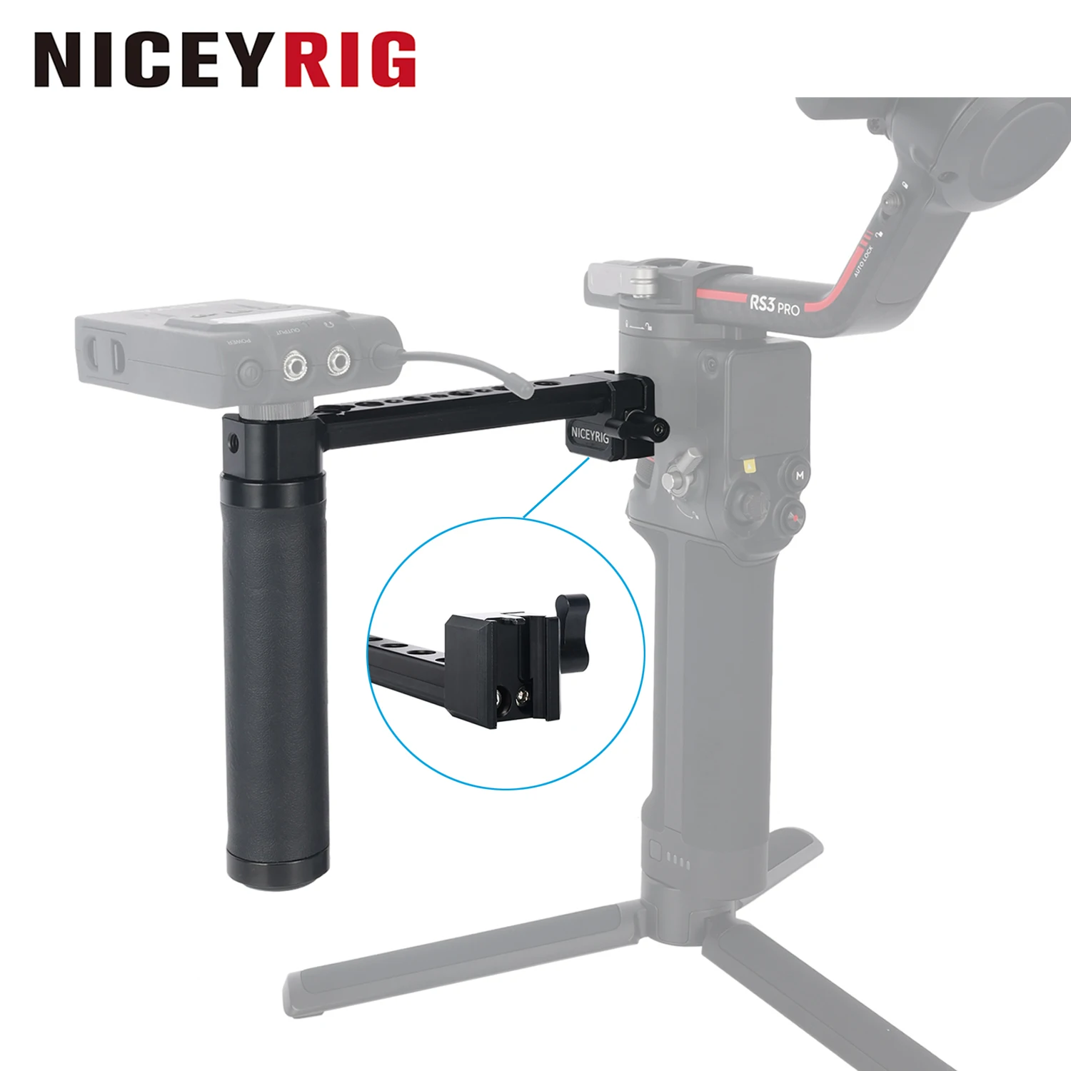 NICEYRIG Side Handle Grip for DJI RS4/RS4 Pro/RS3/RS3 Pro/RS2/RSC2 Gimbal Stablilizer Support Leather Handgrip with Extension