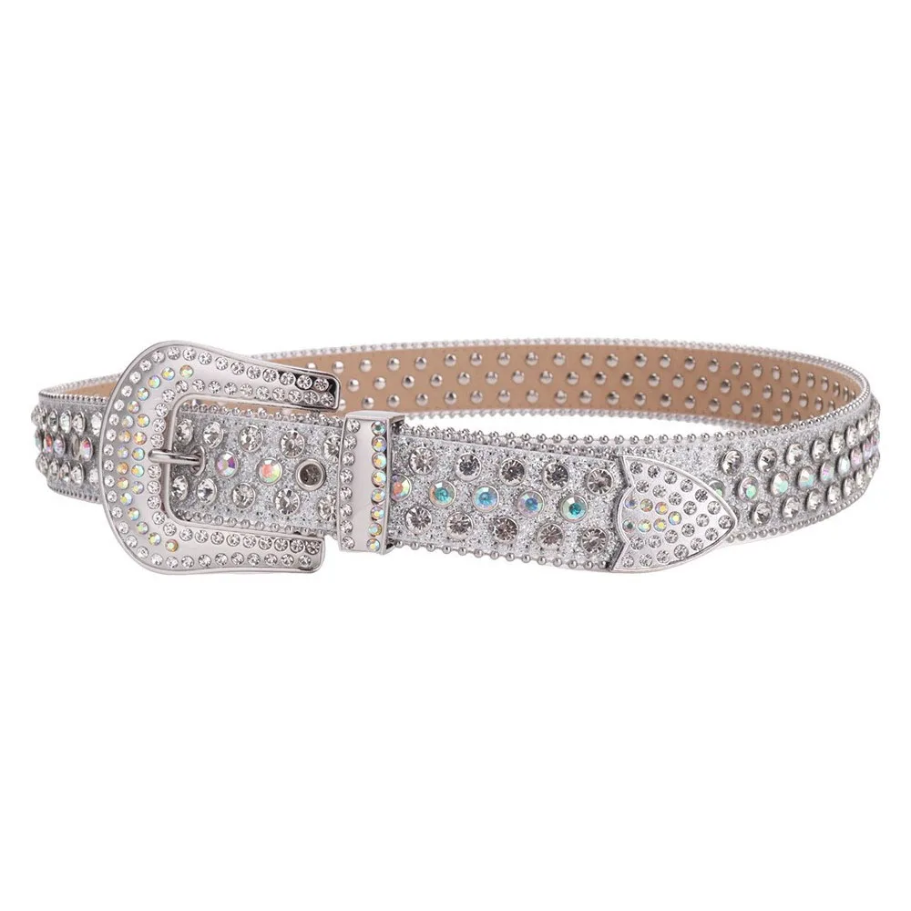 Готический женский модный ремень со стразами и шипами из искусственной кожи, регулируемый блестящий пояс с кристаллами и бриллиантами для джинсового платья