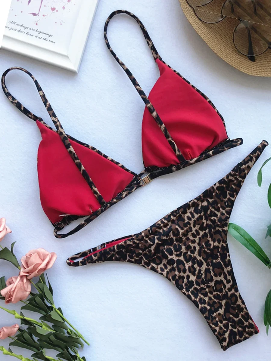 2024 Sexy Leopard Brazilian Bikini Women Swimsuit Female Thong Swimwear Two Pieces Bikini Set Mini Micro Bathing Suit Swim Lady