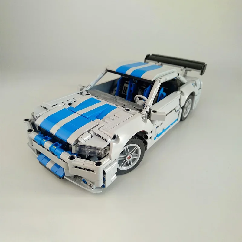 Модель скоростного гоночного автомобиля MOC, строительные кирпичи Skyline R34 V2, гиперкар, модульная технология, подарки, праздник, сборка, детские игрушки, костюм