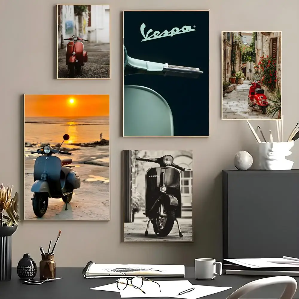 Marken-V-Vespa-Poster, Leinwand-Wandkunst-Poster für Schlafzimmer, Wohnzimmer, Heimdekoration