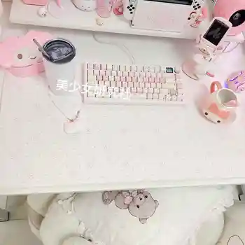 粉紅女孩滑鼠墊 PU 皮革防水防滑辦公桌學習桌墊 大號可愛電腦鍵盤墊餐墊 12 最佳銷售 可愛滑鼠墊 - №5