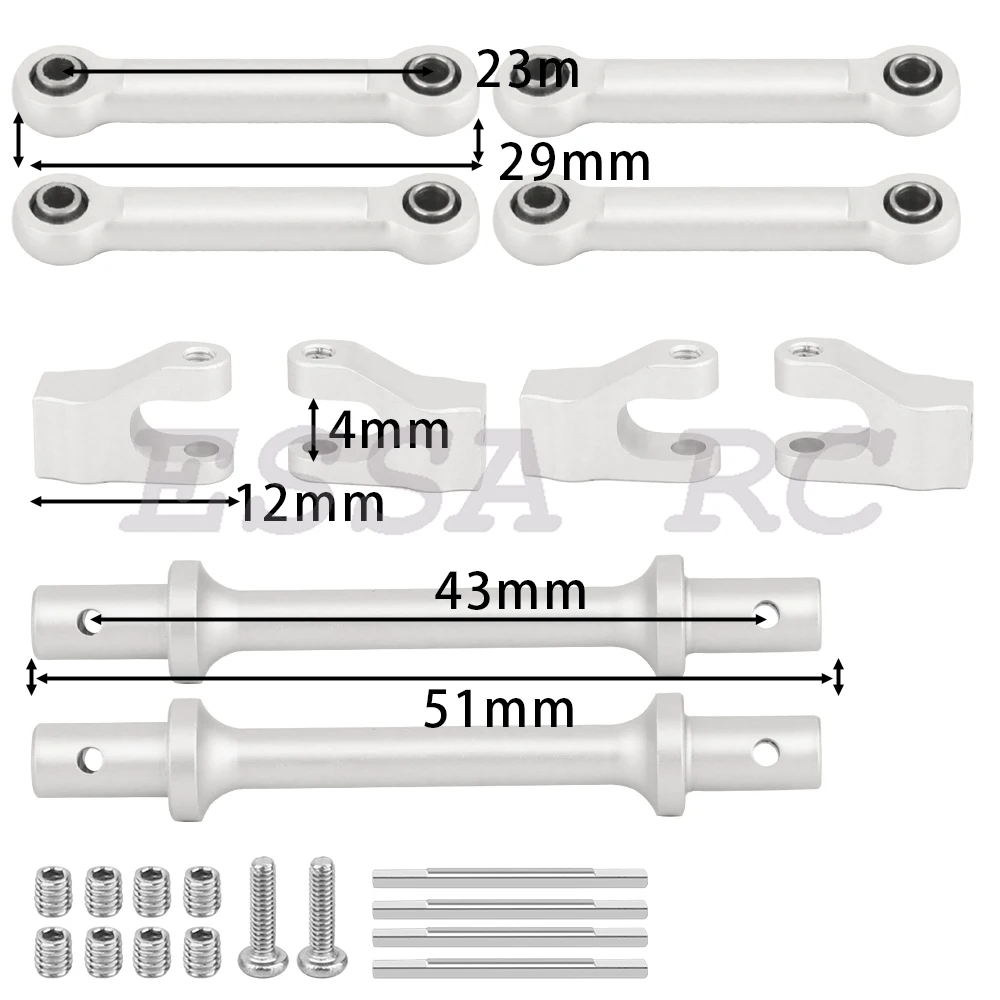 Um conjunto de barra de haste anti-inclinação dianteira e traseira de liga de alumínio para 1/18 rc losi mini lmt monster truck carro todas as peças de atualização de metal