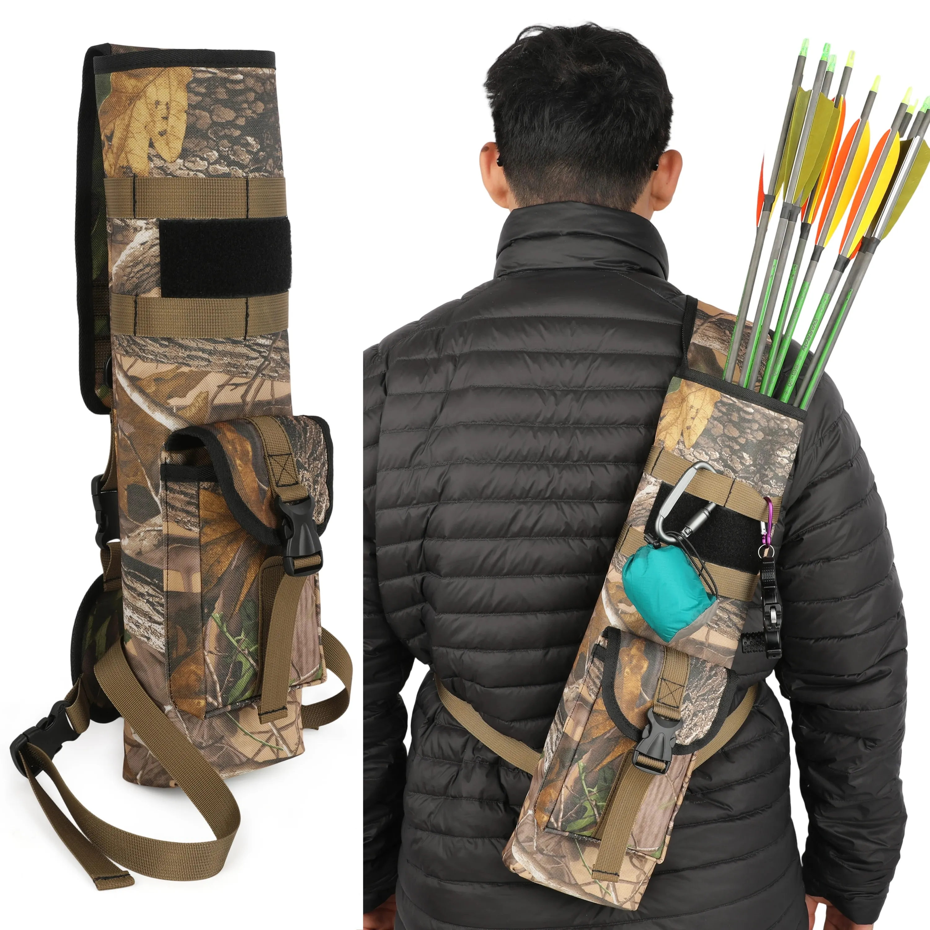 Arrow Quiver Left/Right Hand Archery Arrow Bag PVC Oxford-Cloth Arrows Holder for Bow Targeting Hunting Shooting Accessories