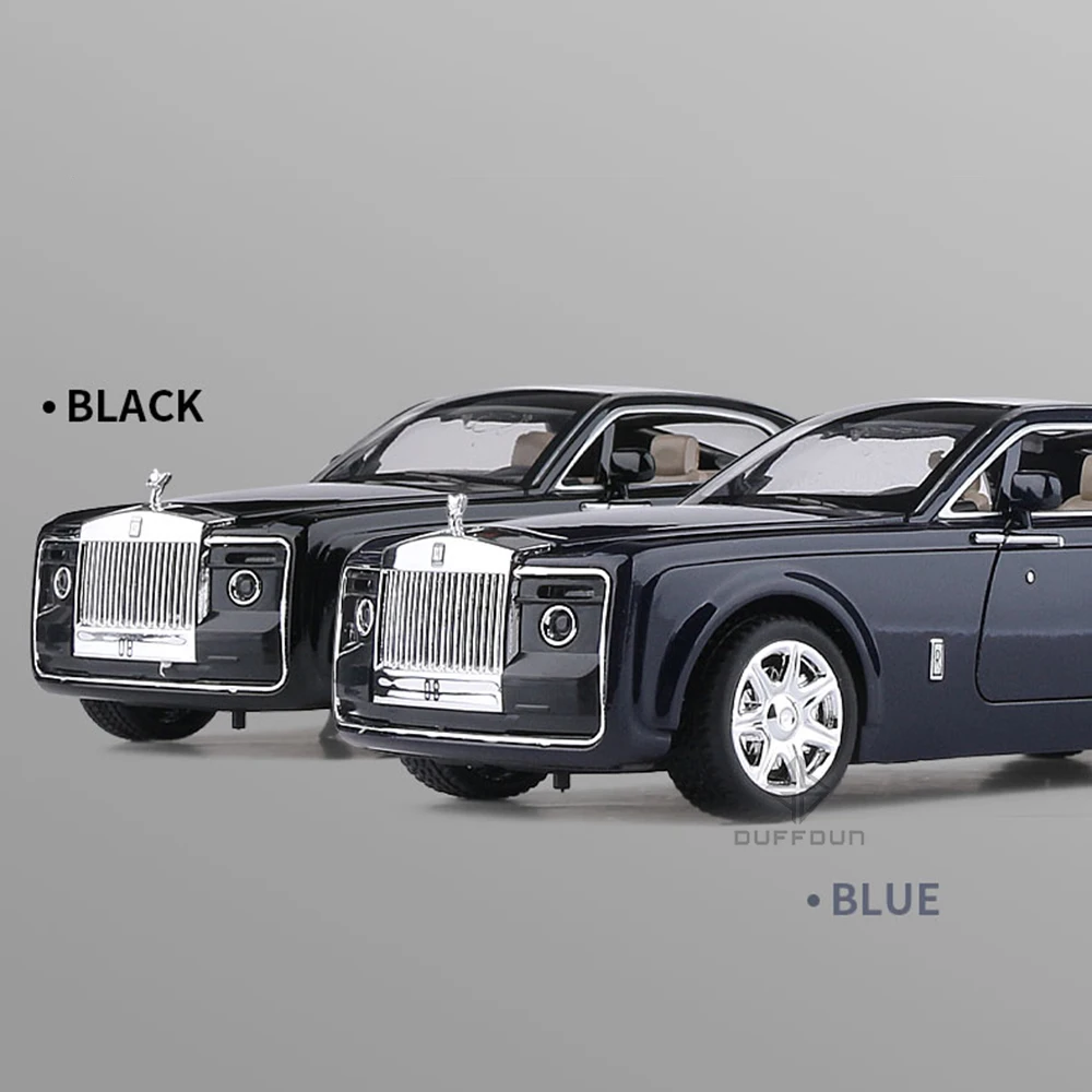 1/24 Scale Rolls Royce Sweptail Car Model Toy Metal Diecasting with 4 Doors Opened Rubber Tire Vehicle Models for Children Gifts