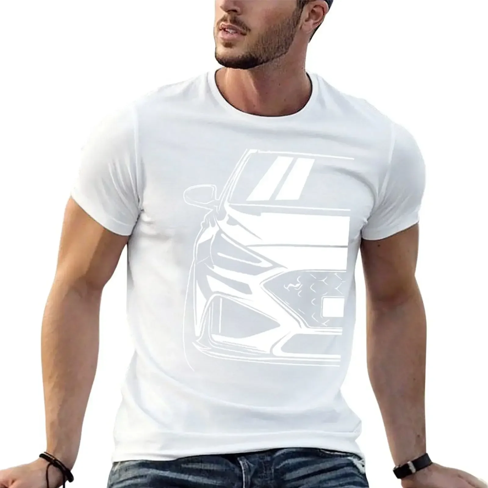 Car Illustration of a i30N i30 T-shirt sweat blanks heavy weight t shirts for men heavyweight fashion Round Neck Sweatshirt 2024