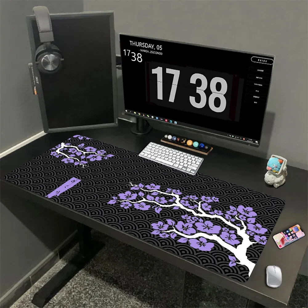 sakura mouse pad com borda de bloqueio 1000x500 mm tamanho grande antiderrapante para mesa para presente hd faca voce mesmo diy 01