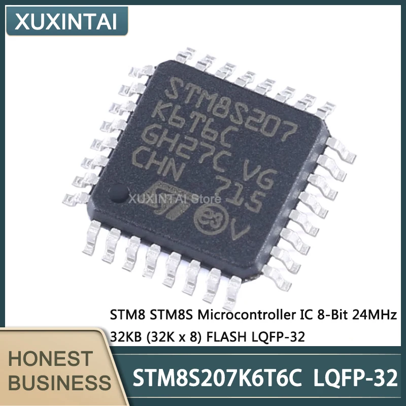 5Pcs/Lot  New Original  STM8S207K6T6C STM8S207 LQFP-32  STM8 STM8S Microcontroller IC 8-Bit 24MHz 32KB (32K x 8) FLASH