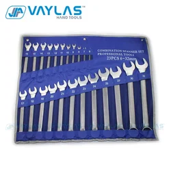 23pcs Combo Wrench Set High Torque Spanner Set of Keys Open and Box End Metric 6~32mm Chrome Vanadium with Roll-up Storage Pouch