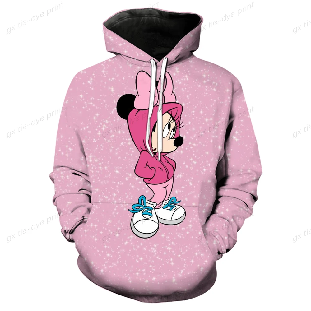 Moletom feminino estampado mickey mouse, streetwear de poliéster, moletom feminino de manga comprida, roupas femininas soltas, outono