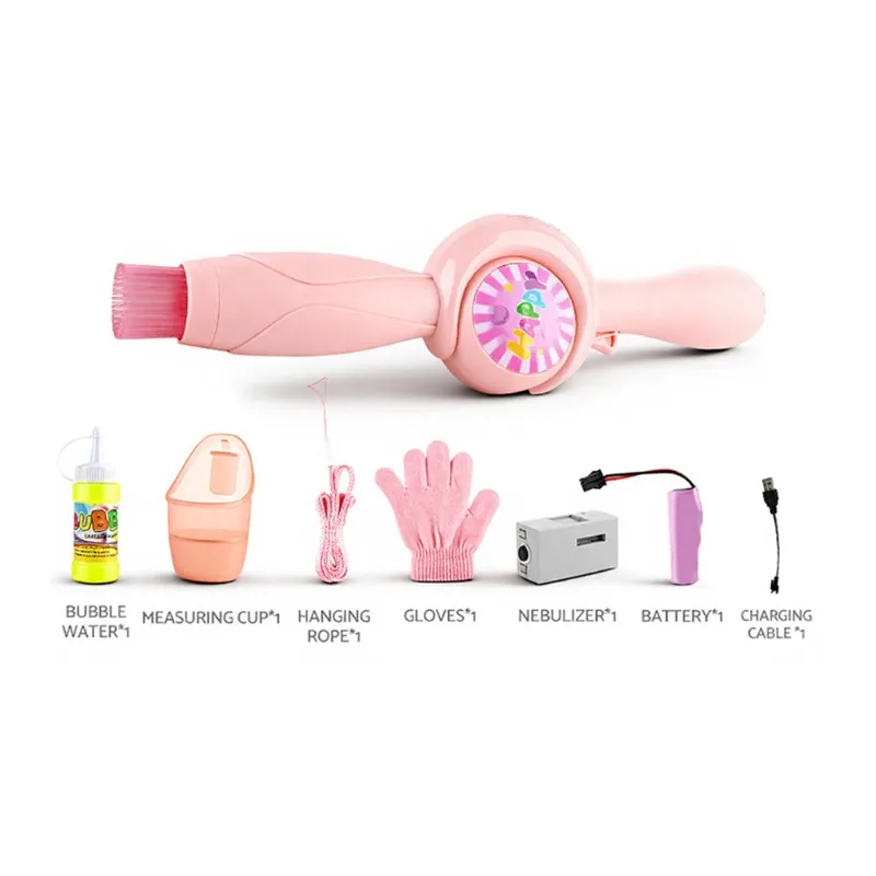 MACH-Bubbles Puffpop Bubble Maker, USB oplaadbare automatische bubbelmachine met verlichting, voor buitenkinderen