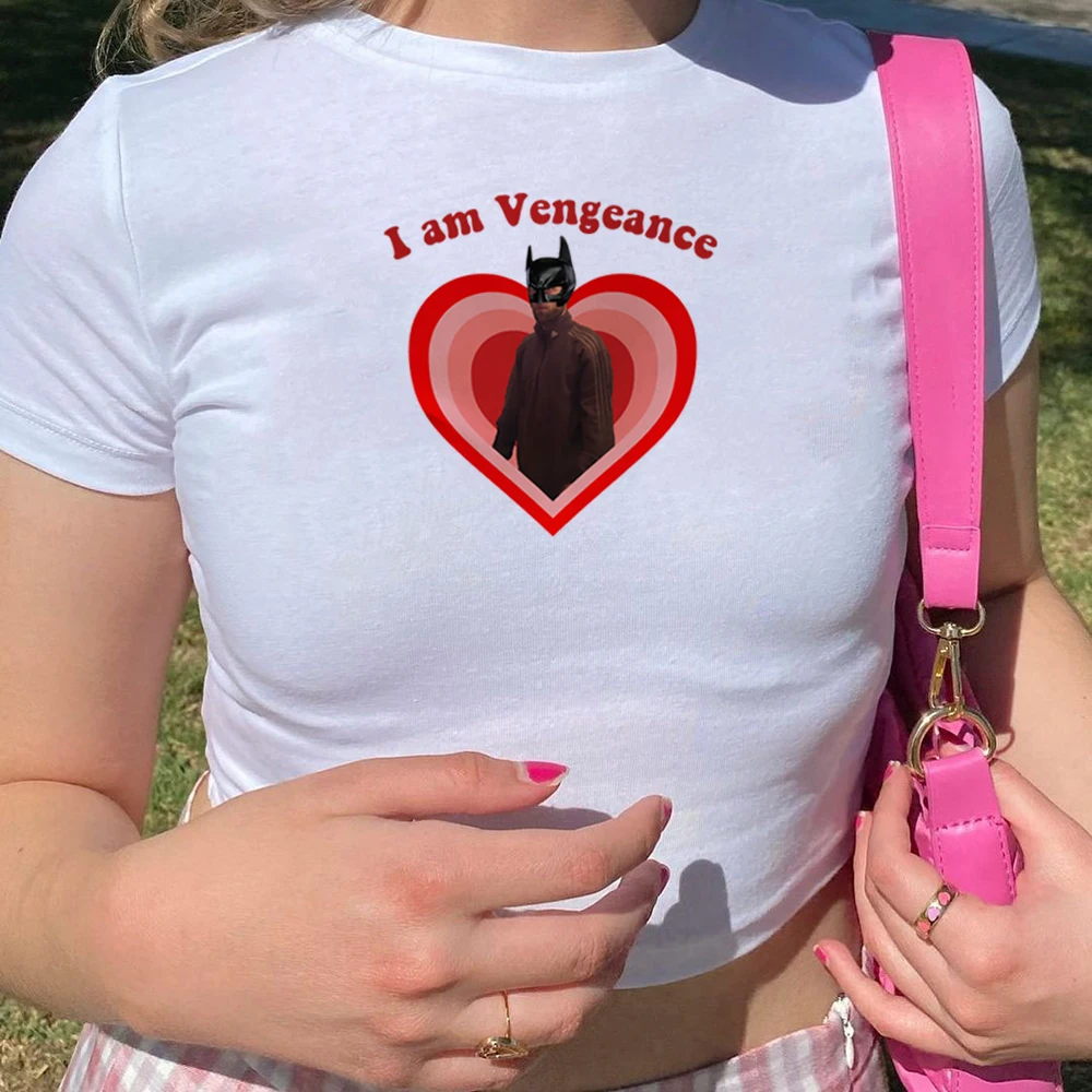 I Am Vengeance Crop Top Robert Pattinson Graphic T Shirts Women Girls Y2k Top Unmasked The Truth Baby Tee Y2k Aesthetic Clothes