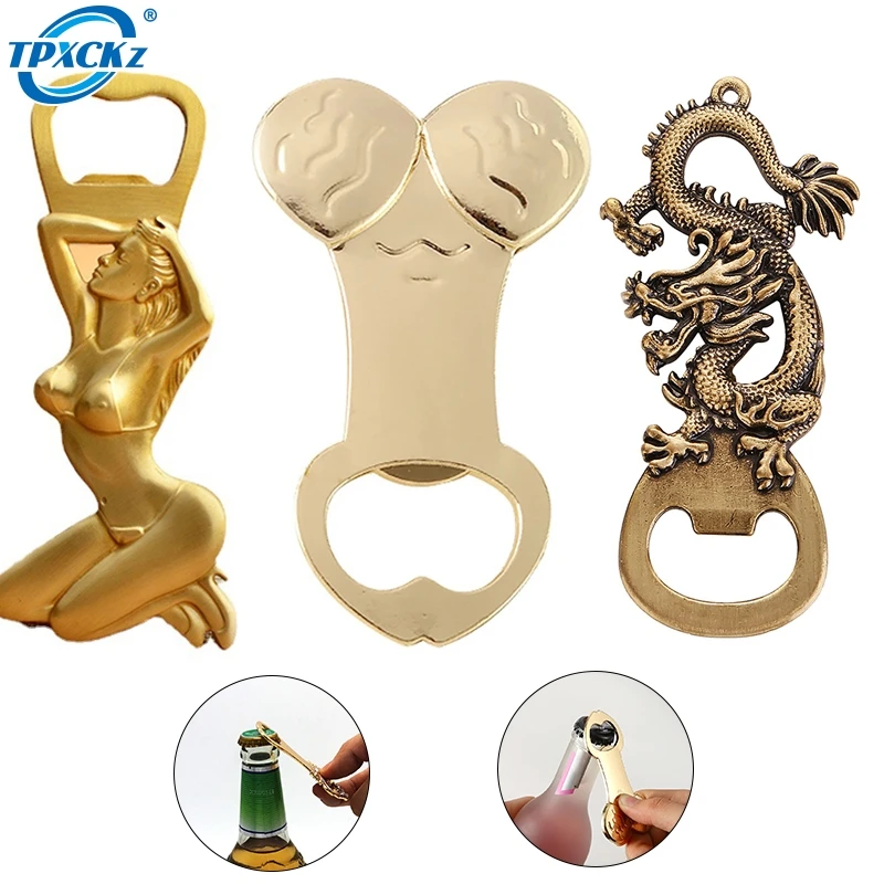 Sexy Beauty/Retro Brass Dragon Head Beer Opener Real Brass Personality Creativity Bottle Opener Bar Accessories Kitchen Supplies