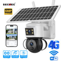 SECTEC Dual Lens Floodlight Solar Battery PTZ WIFI Outdoor Surveillance Camera Wireless CCTV Security Camera