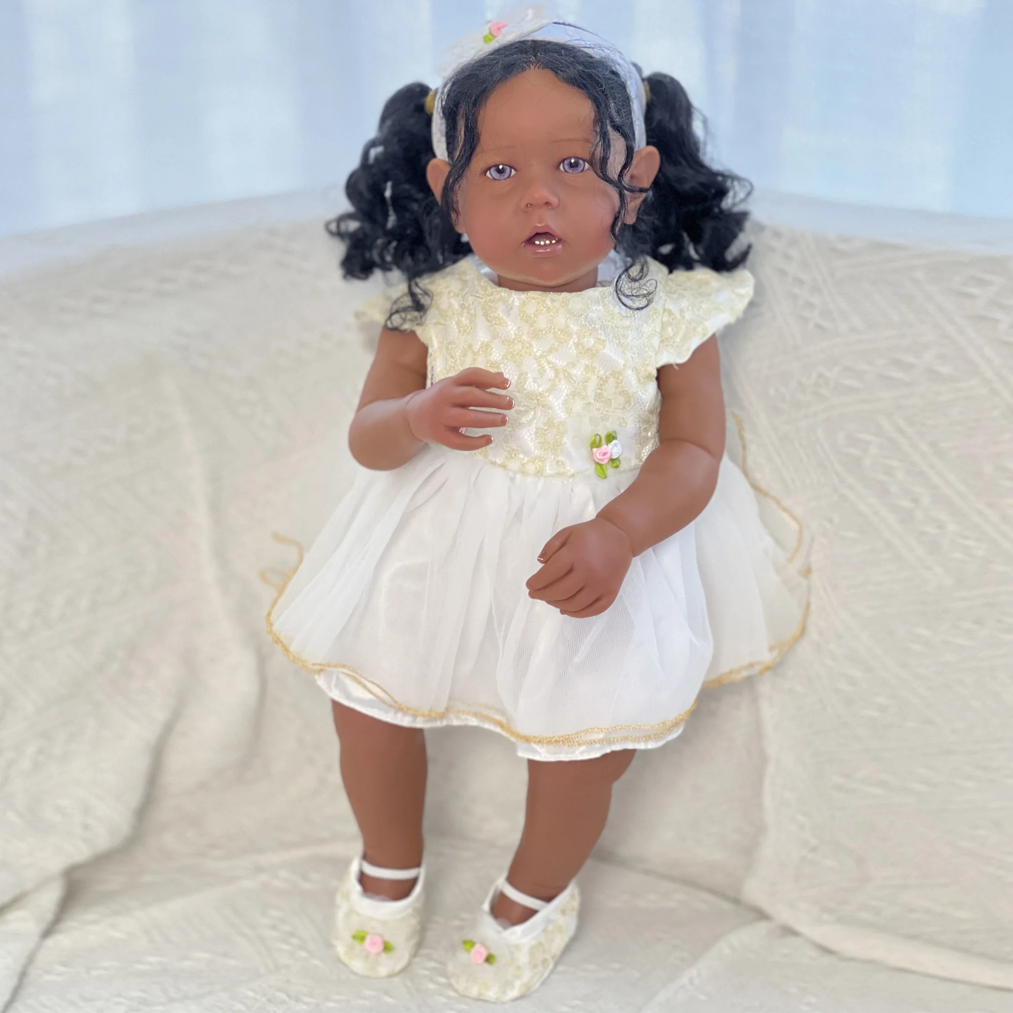 55cm Dark Skin Liam Bebê Reborn Girl Soft Touch Feeling Lifelike Real Reborn Toddler Dolls muñecas reborn reales para niñas