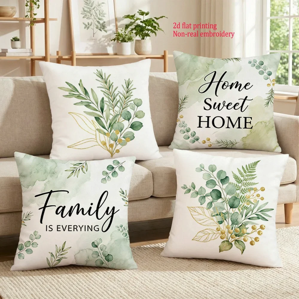 1/4pcs Watercolor Eucalyptus Family Is Everything Decorative Throw Pillow Cover Home farmhouse outdoor decoration cushion cover