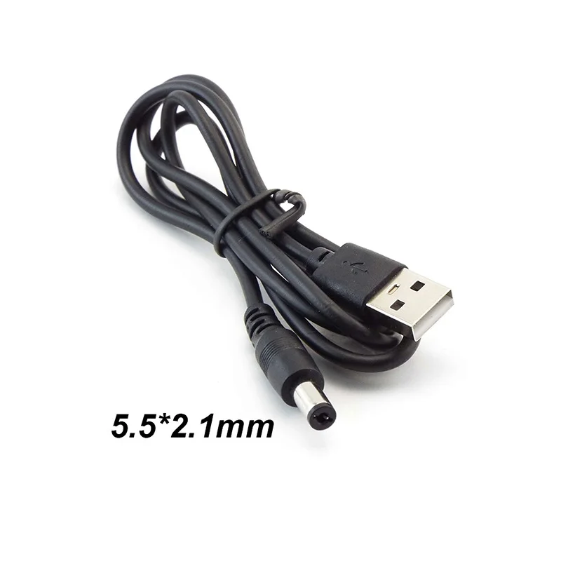 USB 2.0 laki-laki A ke DC 5.5mm x 2.1mm steker Jack DC kabel listrik soket konektor 5V garis kabel 5.5mm * 2.1mm L1