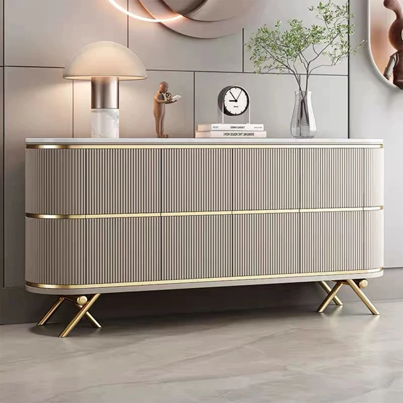 Nordic Italian Light Luxury Rock Slab Dining Side Cabinet Simple and Modern Wall-to-Wall Foyer Wall-to-Wall Decorative Cabinet