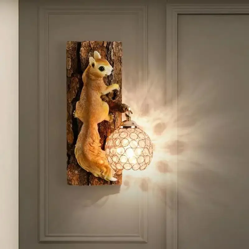 ABEL Modern Squirrel Resin Wall Lights LED Creative Crystal Indoor Sconce Lamp For Home Living Room Corridor Decor