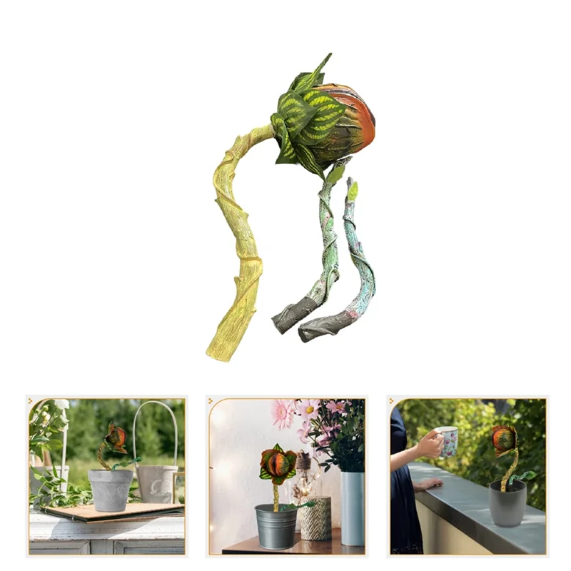 LLCS-Piranha Flower Ornament Beautifully Unique Whimsical Decorative Resin Sculptures For Carnivorous Plant Lovers Lifelike