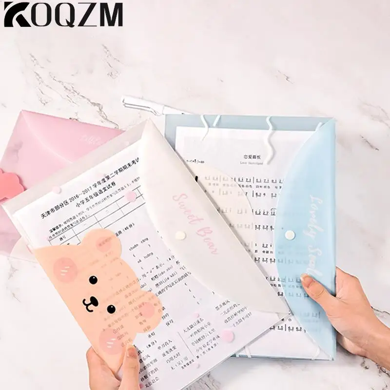 Cartoon Illustration Student Test Paper Bag Transparent File Bag Storage Bag Office File Bag Cartoon Transparent Snap BagStudent