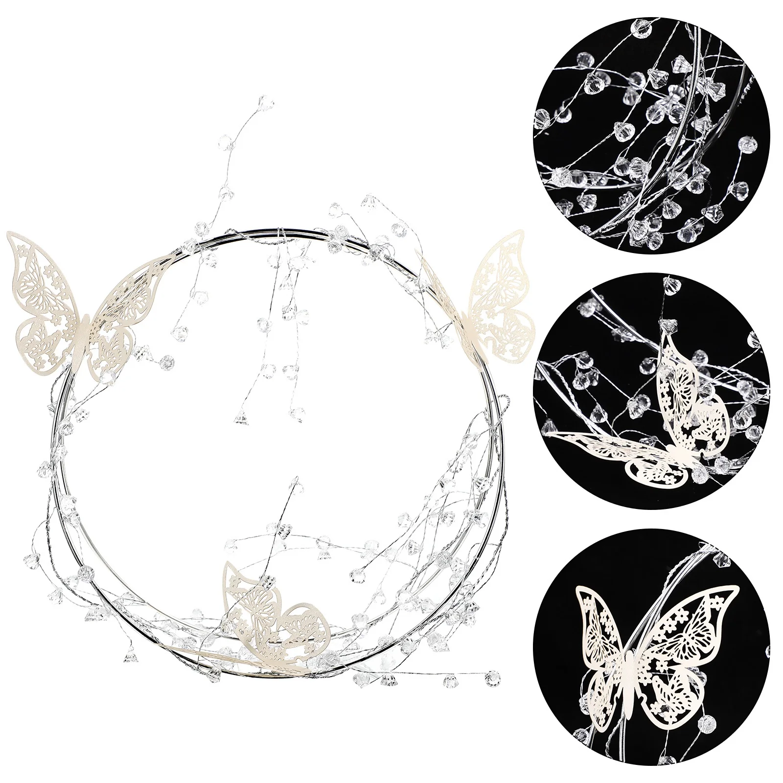 1Set Rhinestone Butterfly Cake Decoration Set Iron Big Ring Baking Cake Decor Adornment for Wedding Birthday Party
