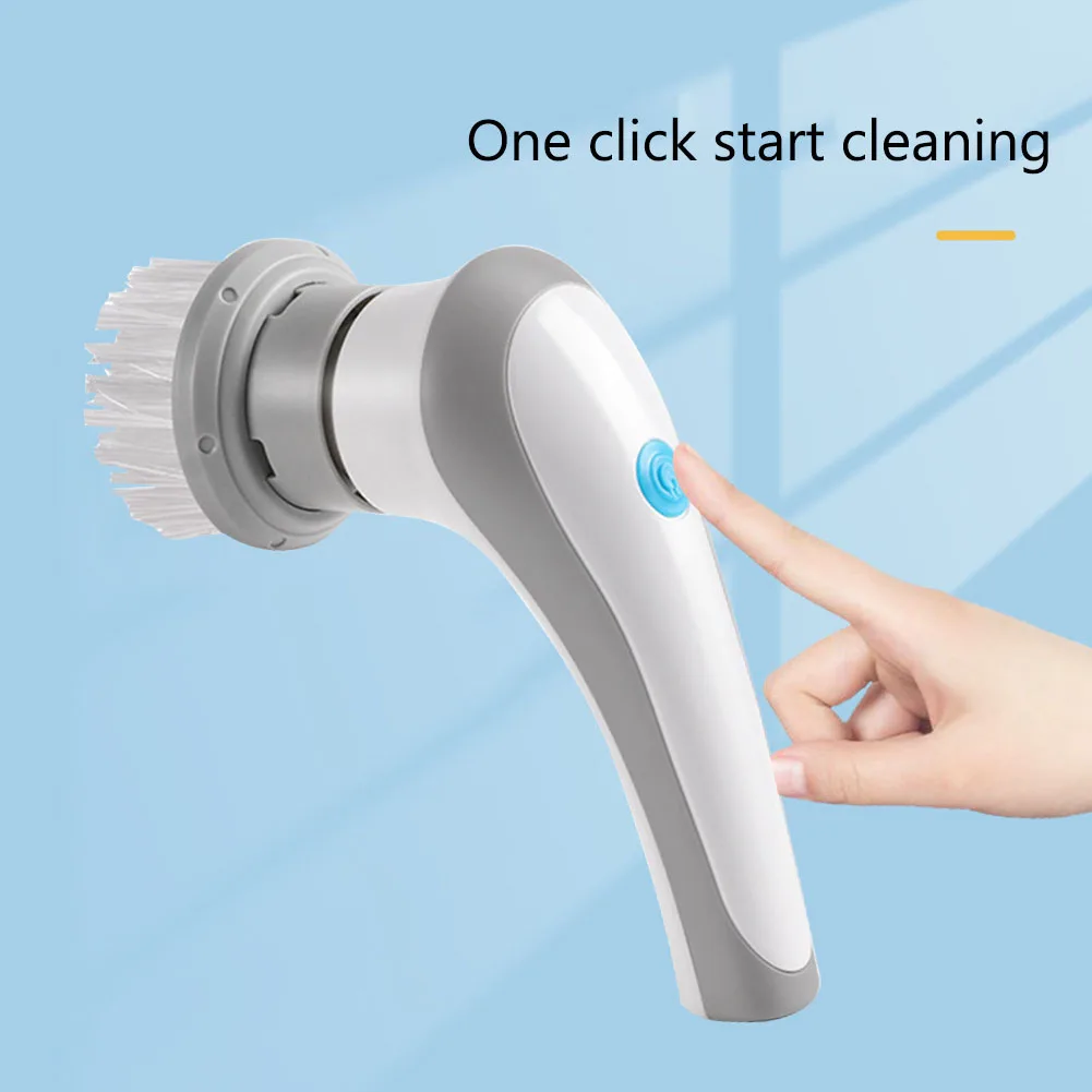 Electric Brush Cleaner 360 Degree Rotation Kitchen Home Cleaning Brush 3 Replaceable Brush Heads Kichen Accessories