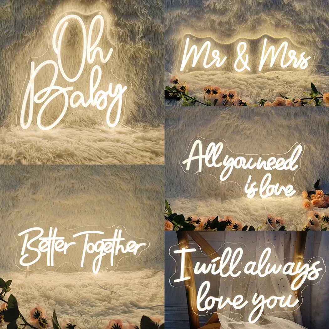 Better Together Neon Sign LED Light with Adjustable Brightness Perfect Wedding Decor Anniversary Mr Mrs Party Decoration USB 5V