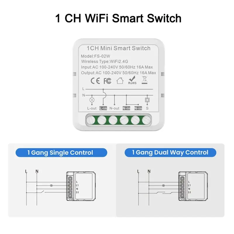 AT19-Tuya Smart Wifi Switch 1 2 3 4 Gang For 2 Way Control DIY Home Automation Breaker Voice Enabled Work For Alexa Google Alice