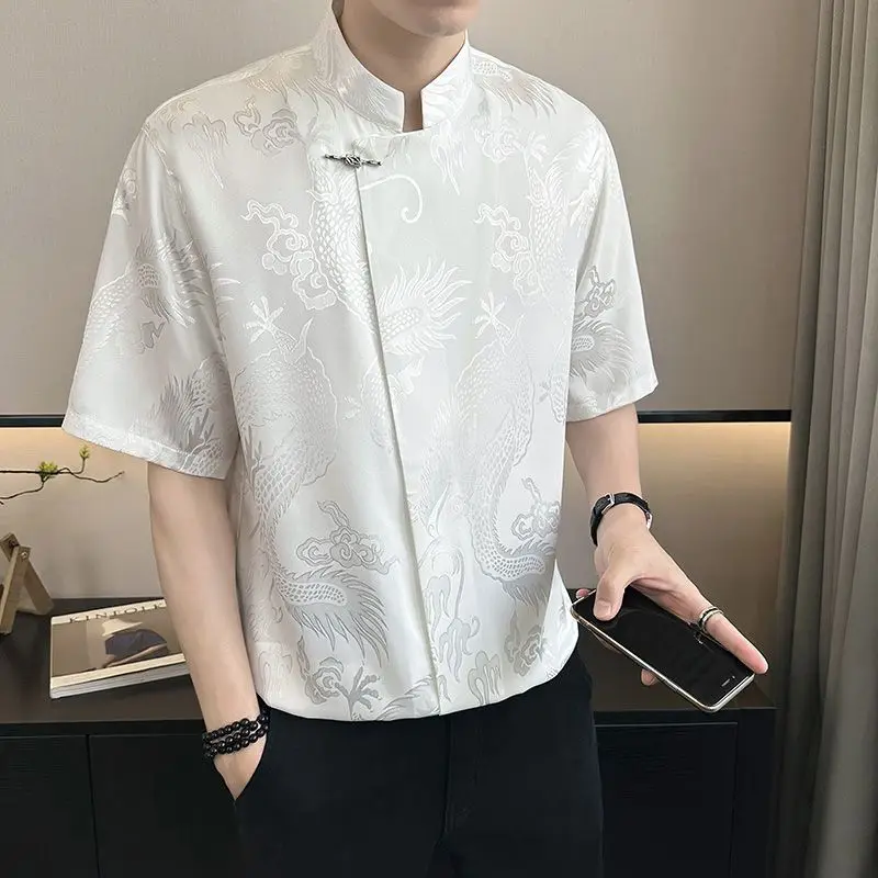 

Print Men's Shirt Short Sleeve Male Shirts Cheap Brand High Quality Luxury Slim Fit Vintage Casual Fashion Man 2025 Elegant Tops
