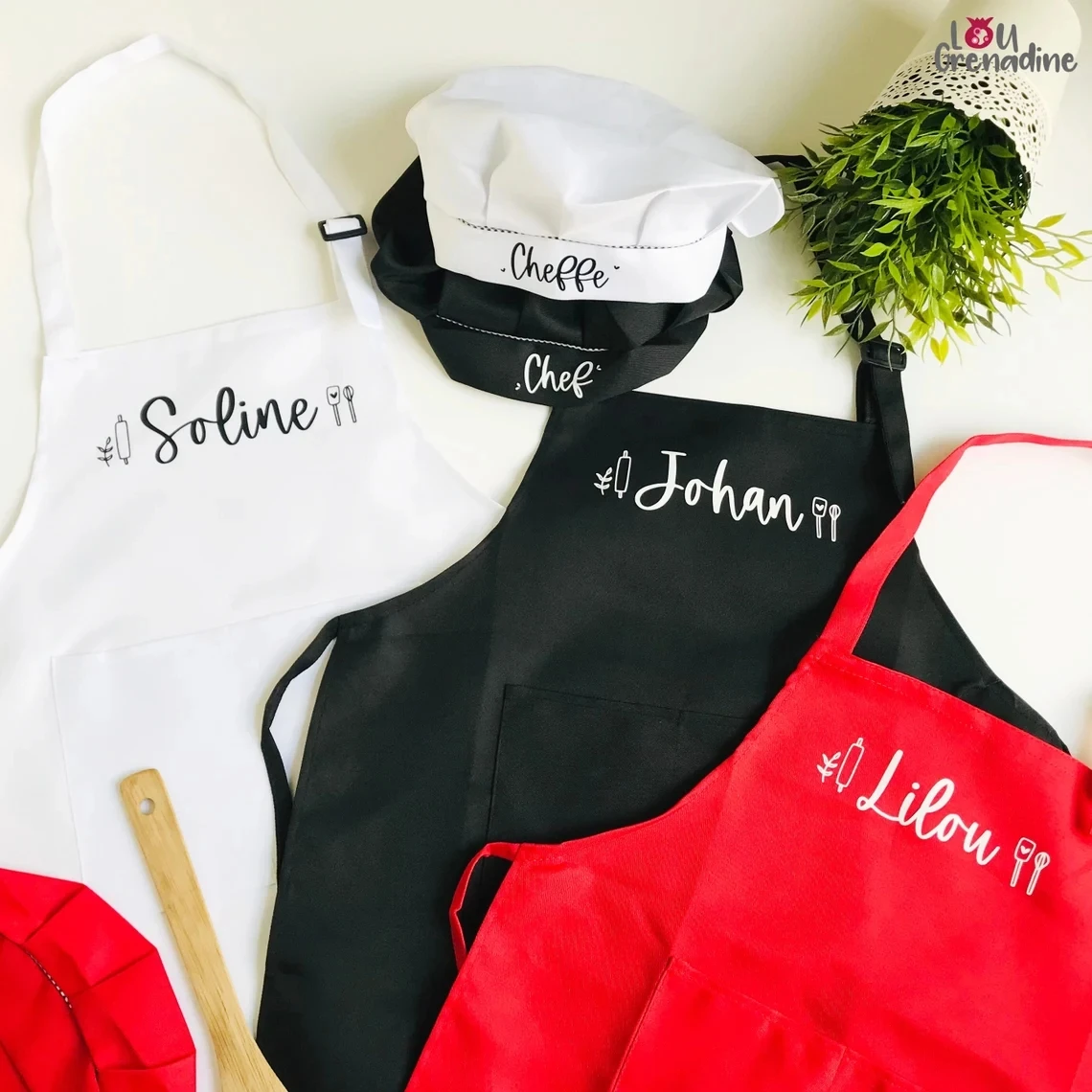 Personalized apron for kid, apron and Chef's hat for kid, custom apron for junior, Christmas gift idea for kid,cooking set kid