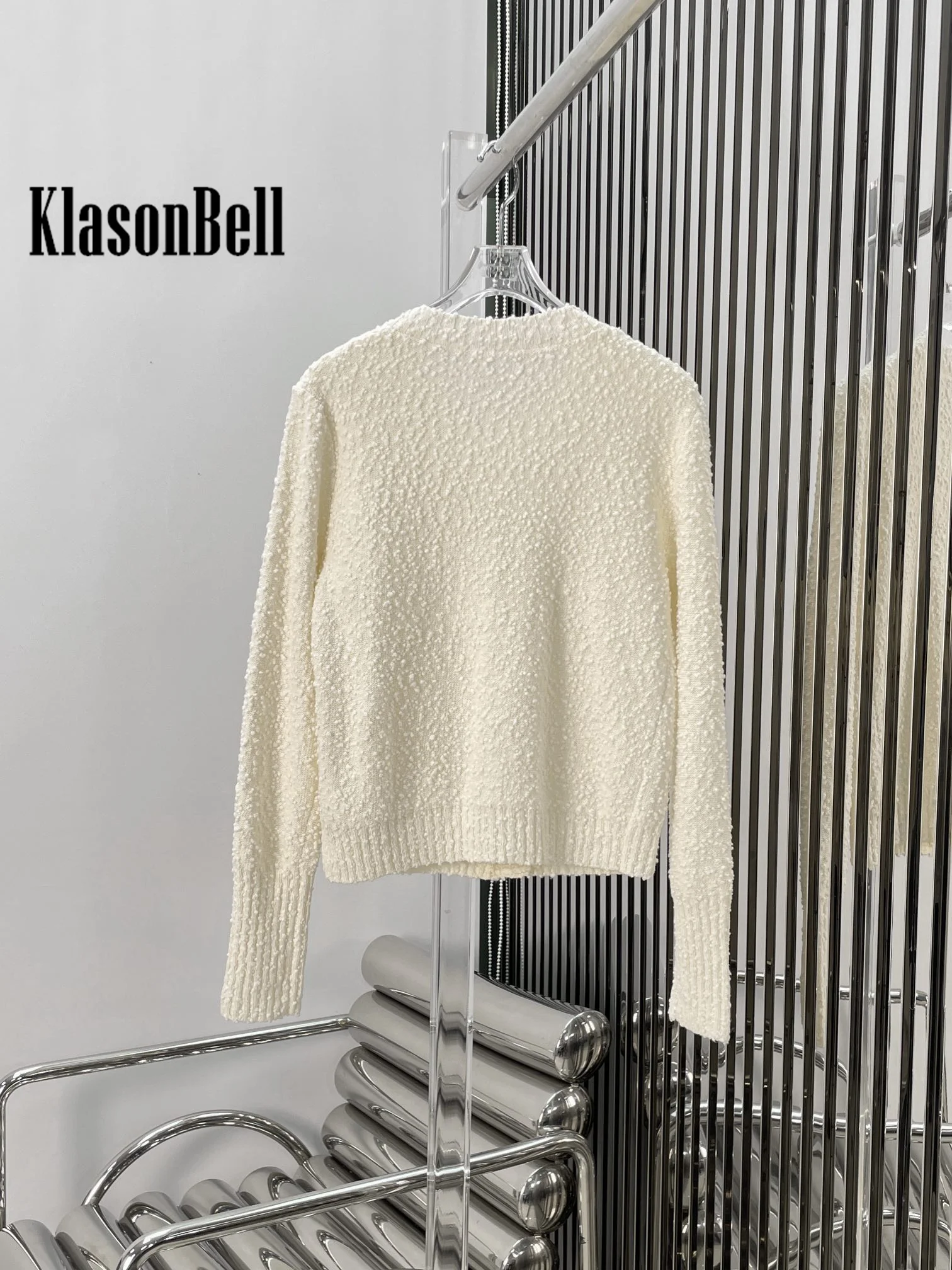 8.15 Klasonbell Women O-Neck Metal Button Pocket Decoration Wool Blend Knit Cardigan Or A-Line Skirt  Temperament Sweet Set