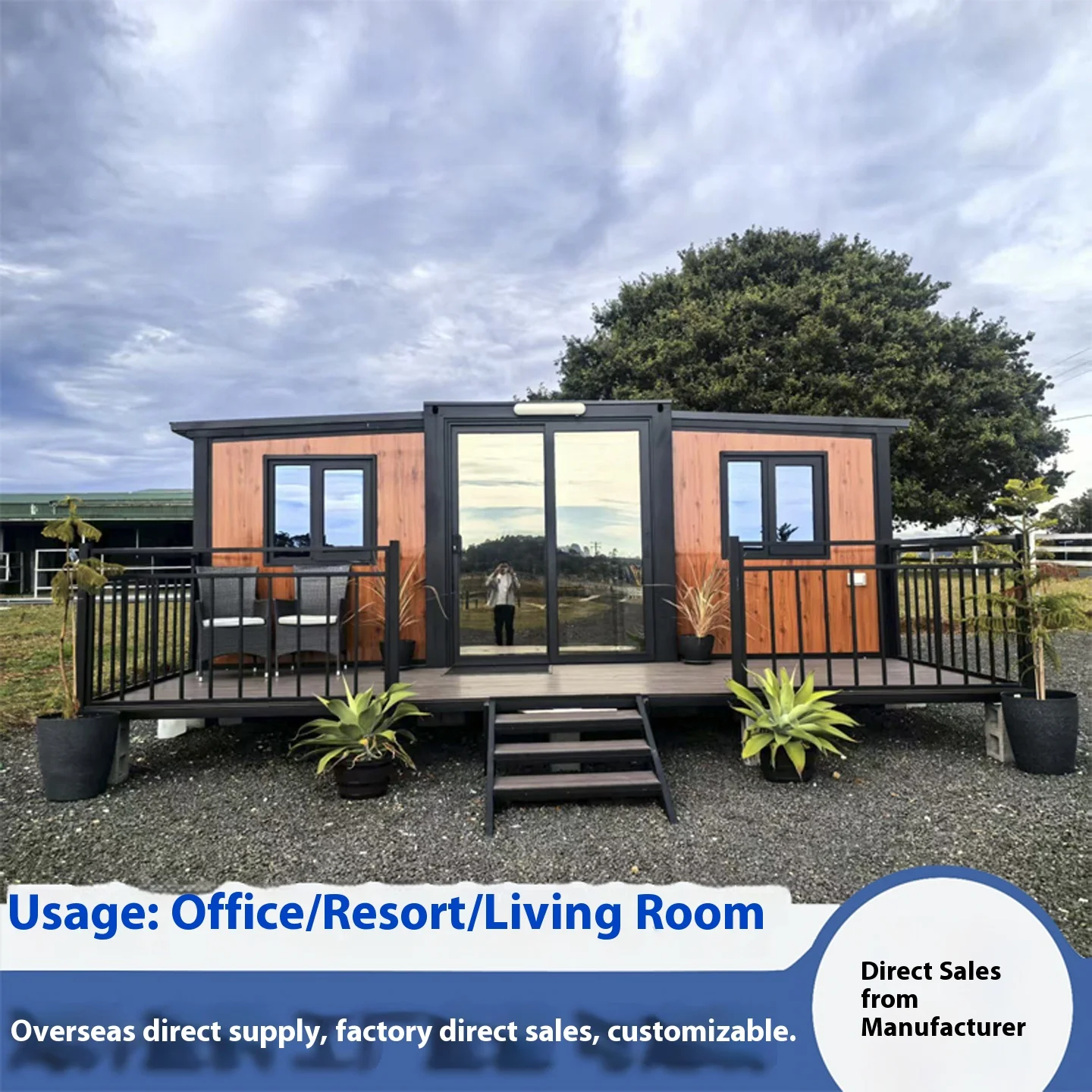 Steel Expandable Container House Modular Double-Wing Folding Waterproof Mobile Villa Use Export 2.5mm Thick Modern Design